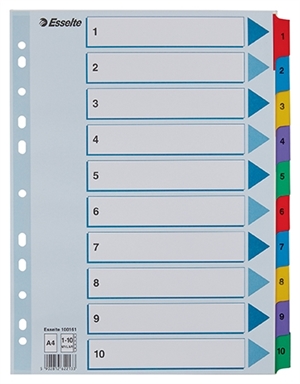 Esselte Registro de cartón Mylar A4 1-10