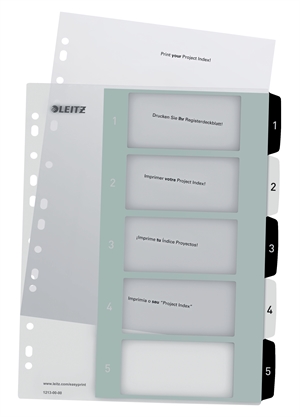 Leitz Registro imprimible PP A4+ 1-5 blanco/negro