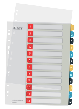 Leitz Registro imprimible PP A4+ 1-12 Colores acogedores