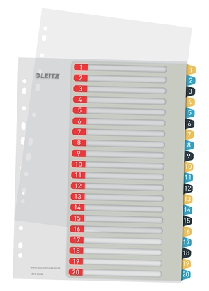 Leitz Registro imprimible PP A4+ 1-20 Colores acogedores