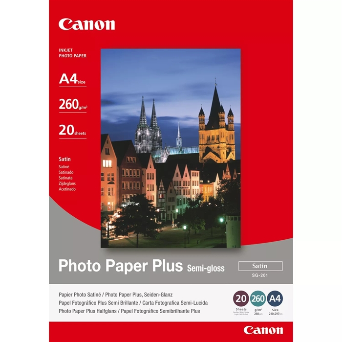 Canon SG-201 Photo Plus Semi-gloss 260g/m² - A4, 20 hojas 
