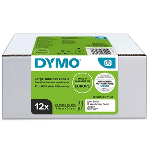 Dymo LabelWriter 36 mm x 89 mm etiquetas estándar de dirección, 12 paquetes