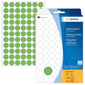 HERMA etiqueta manual ø13 verde mm, 2464 unidades.