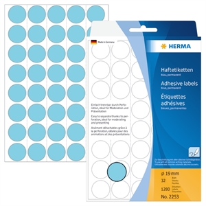 HERMA etiqueta manual de 19mm azul, 1280 unidades.