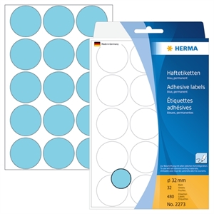 HERMA etiqueta manual ø32 azul mm, 480 uds.