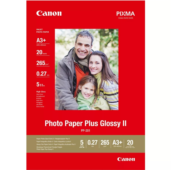 Canon PP-201 Photo Paper Plus II 265g/m² - A3+, 20 hojas 