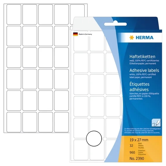 HERMA etiqueta manual 19 x 27 mm blanca, 960 unidades.