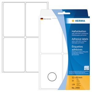 HERMA etiqueta manual 52 x 82 mm, blanco, 128 unidades.