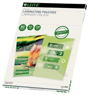 Leitz Funda de laminación brillante 80my A3 (100)