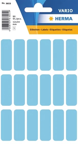 HERMA etiquetas manuales de 12 x 34 mm color azul, 90 unidades.