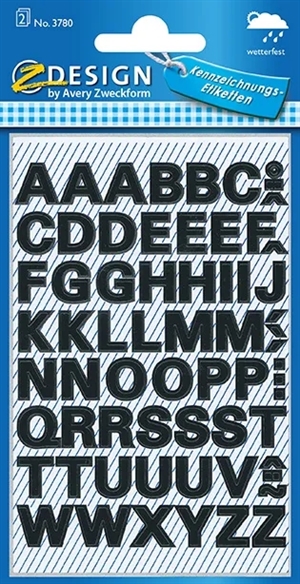 Avery manual de etiquetas letra A-Z 9,5 mm en color negro, 130 unidades.