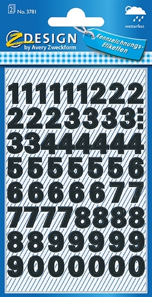 Avery etiquetas manuales de números del 0 al 9, 9.5 mm, color negro, 130 unidades.