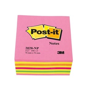 3M Notas Post-it 76 x 76 mm, cubo de bloques color Lollipop rosa.