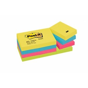 3M Notas Post-it 38 x 51 mm, Energetic - pack de 12