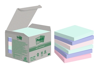 3M Post-it papel reciclado mezcla de colores 76 x 76 mm, 100 hojas - pack de 6.