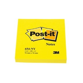3M Notas Post-it 76 x 76 mm, color amarillo neón