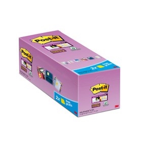 3M Notas adhesivas Post-it super sticky 76 x 76 mm, amarillas - paquete de 16