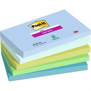 3M Notas adhesivas Post-it súper adhesivas Oasis 76 x 127 mm, - 90 hojas - 5 paquetes