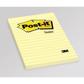3M Notas adhesivas Post-it 102 x 152 mm, amarillas y con líneas.