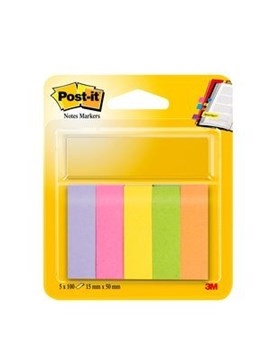 3M Post-it Indexfaner 15 x 50 mm papel surtido neon - paquete de 5