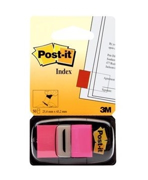 3M Post-it Index Tabs 25.4 x 43.2 mm, rosa neón.