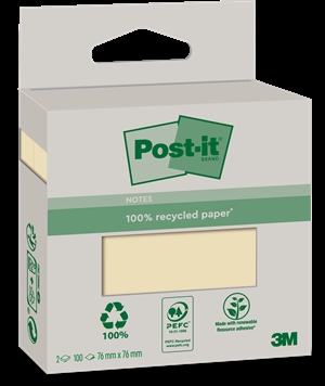 3M Post-it Amarillo Canario 76 x 76 mm, Reciclable.