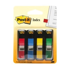 3M Post-it Indexfaner 11,9 x 43,1 mm, colores surtidos - pack de 4