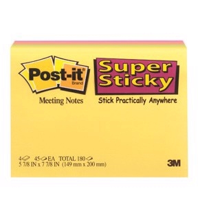 3M Notas adhesivas Post-it super pegajosas, 149 x 200, surtido de colores de reunión - 4 paquetes.
