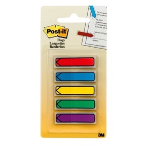 3M Post-it Indexfaner 11,9 x 43,1 mm, "pil" surtidos de colores - paquete de 5