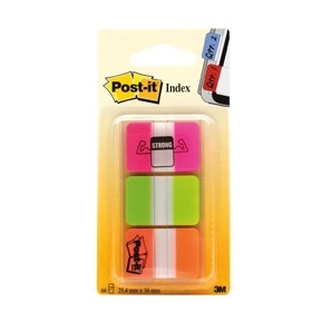 3M Post-it Indexfaner 25,4x38,1 Strong ass. neon - 3 pack3M Post-it Indexfaner 25,4x38,1 Strong ass. neón - paquete de 3