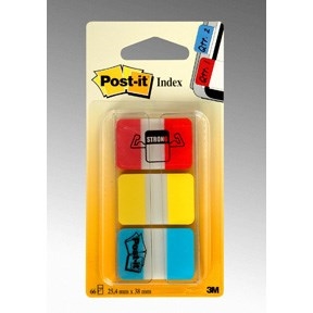 3M Post-it Indexfaner 25,4x38,1 Strong ass. colores - paquete de 3