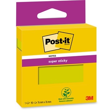 3M Notas adhesivas Post-it super adhesivas verde de 76 x 76 mm - 90 hojas