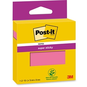 Notas adhesivas 3M Post-it super adhesivas rosa, 76 x 76 mm, - 90 hojas
