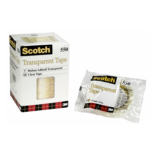 3M Cinta Scotch 550 de 12mmx66m en embalaje transparente.