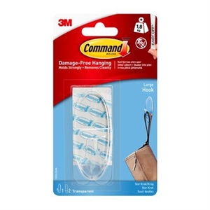 3M Command gancho transparente grande de 1,8 kg, 1 gancho, 2 tiras