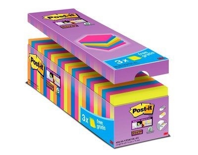 3M Notas adhesivas Post-it súper pegajosas V-pack surtido de colores - paquete de 24