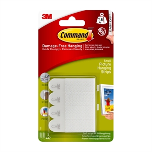 3M Command strips para colgar fotos, blancos, 4 x 2 tiras pequeñas, 1,8