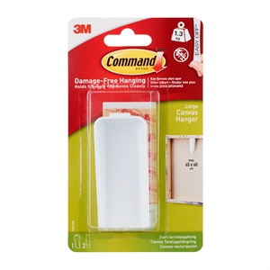 3M Command colgador de lienzo grande, blanco, 1 colgador + 2 tiras, 1,3 m