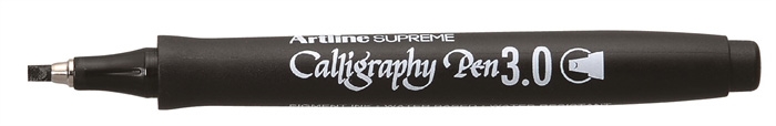 Artline Supreme Calligraphy Pen 3 sort would be translated to Spanish as:

Pluma de caligrafía Artline Supreme 3, de color negro.