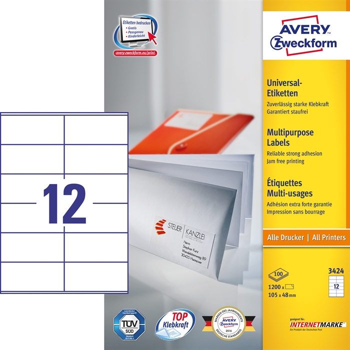 Avery ILC universal etiqueta 105 x 48 mm, 1200 unidades.