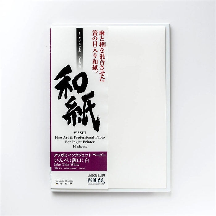 Awagami Inbe Blanco Delgado - 70 g/m², A3+ 10 hojas