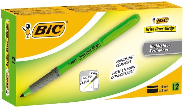 Bolígrafo fluorescente Bic Brite Liner Grip verde