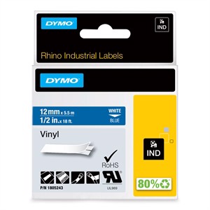 Tape de rinoceronte 12mm x 5,5m en vinilo de color blanco/azul