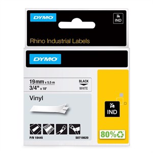 Cinta Rhino de 19 mm x 5,5 m vinilo negro/blanco