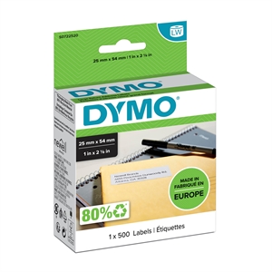 Dymo Label Return 25 x 54 blanco permanente mm, 500 unidades.