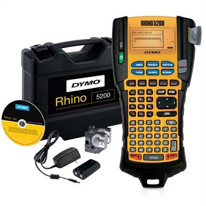 Máquina LabelManager Rhino 5200 Pro en estuche resistente.