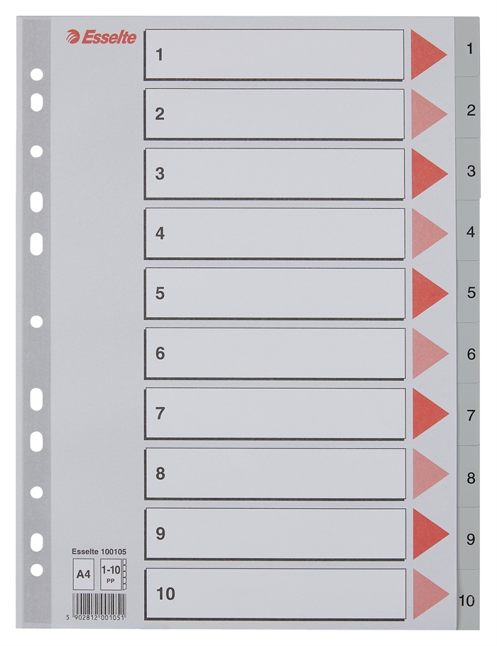 Esselte Registro PP A4 1-10 gris