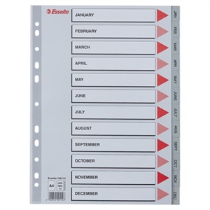 Esselte Register PP A4 Ene-Dic (GB) gris