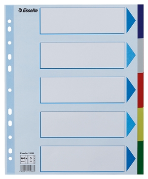 Esselte Faneblade PP A4 maxi 5-delt, pestañas de colores.