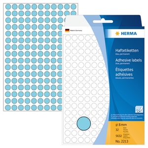 HERMA etiqueta manual de ø8 mm en azul, 5632 unidades.
